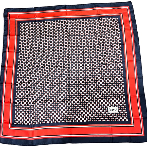 Yves Saint Laurent Accessories - VINTAGE YSL YVES SAINT LAURENT 100% SILK SCARF, LONG,OVERSIZED, RED, BLACK,NAVY